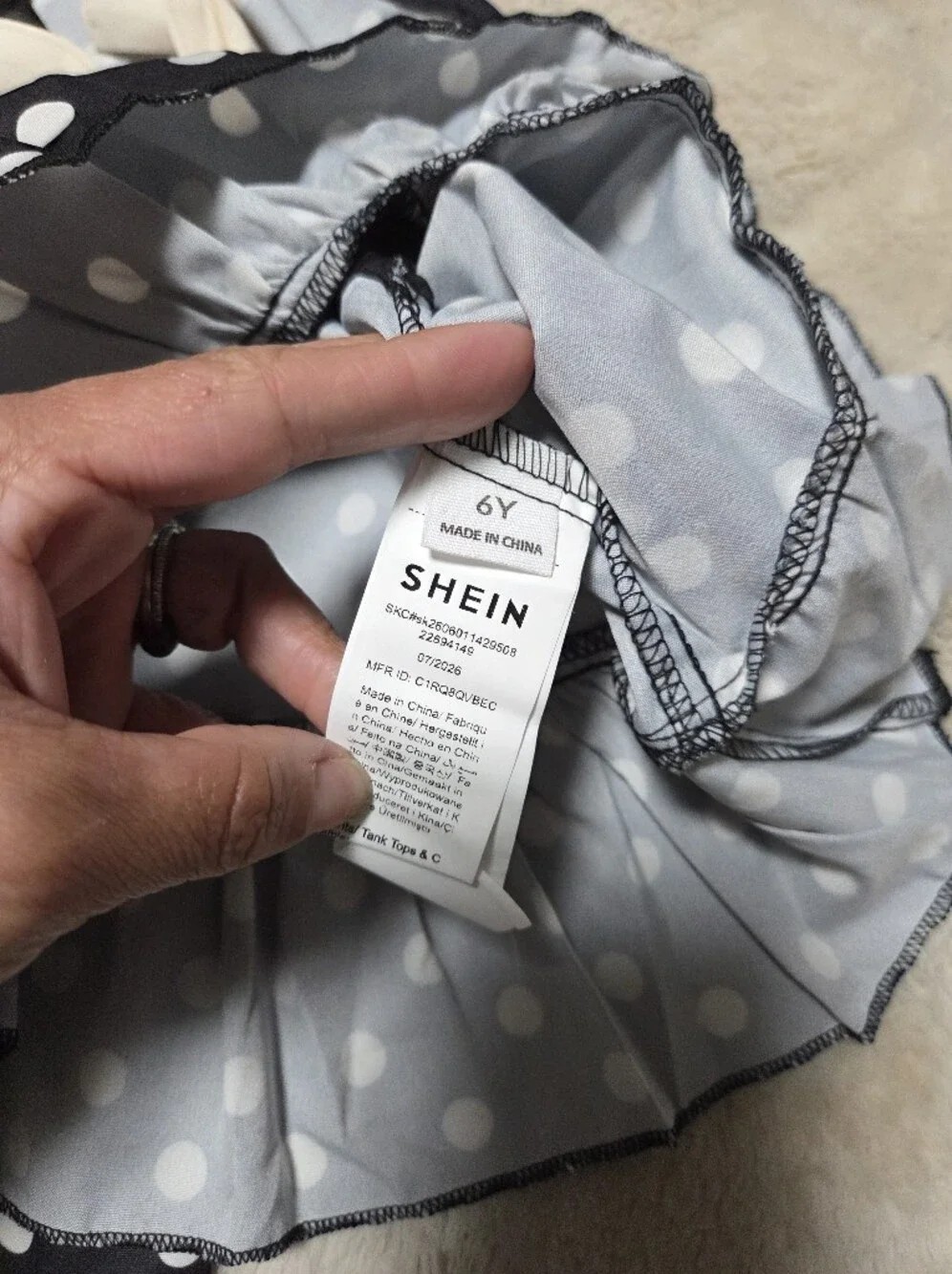 SHEIN Light Gray Polka Dot Ruffled Tank Top